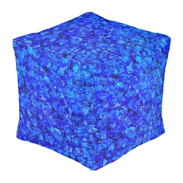 Blue Glass Rocks Pouf (Angled Front)