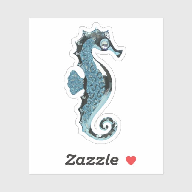 Blue Glass Seahorse Sticker (Sheet)