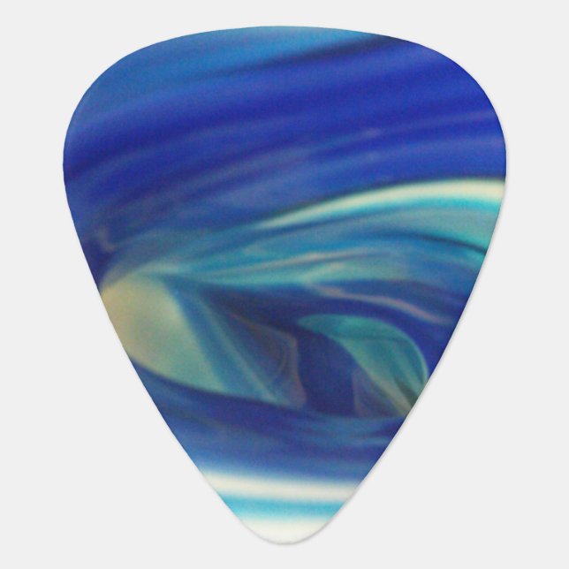 Blue Glass Swirl Guitar Pick (Front)