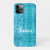Blue glass tile blocks mosaic iPhone 11 pro case