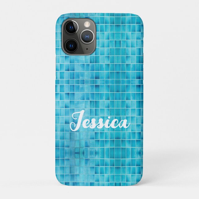 Blue glass tile blocks mosaic Case-Mate iPhone case (Back)
