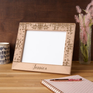 Blue glass tile blocks mosaic engraved frames
