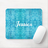 Blue glass tile blocks mosaic mouse pad