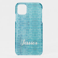 Blue glass tile blocks mosaic iPhone 11 case
