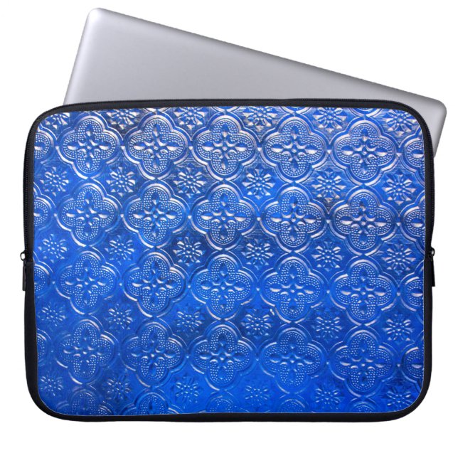 Blue glass with patternspattern, glass, abstract,  laptop sleeve (Front)
