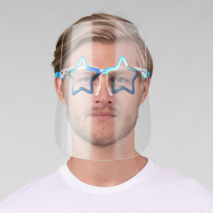 Blue Glasses, Stars Face Shield