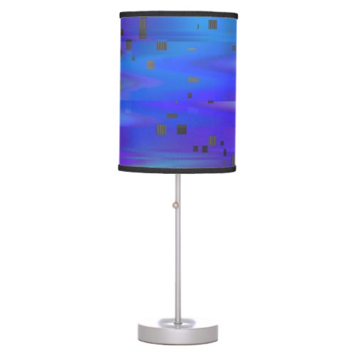 Blue Glitch Art Pixels Vaporwave Esthetic Analog Table Lamp