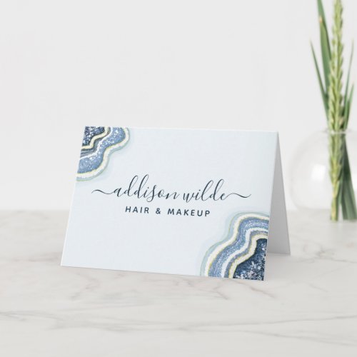 Blue Glitter Agate Geode Business Thank You Card