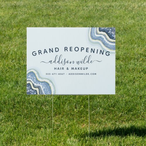 Custom Banners And Signs 8 Blue Glitter Agate Geode Luxe Business Sign