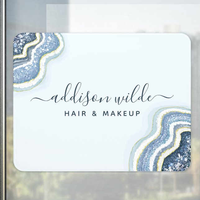 Blue Glitter Agate Geode Luxe Chic Door Sign (Creator Uploaded)