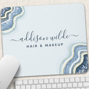 Blue Glitter Agate Geode Luxe Chic Mouse Pad