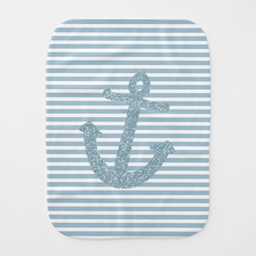 Blue Glitter Anchor not actual glitter ima Baby Burp Cloth