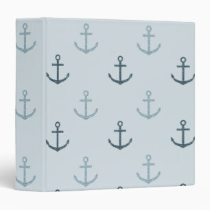 Blue Glitter Anchors 3 Ring Binder