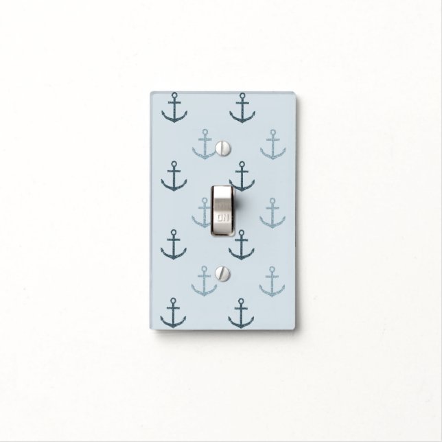 Blue Glitter Anchors Light Switch Cover (In Situ)