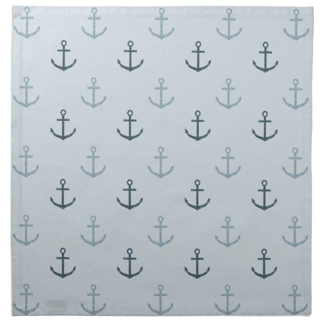 Blue Glitter Anchors Napkin (Front)