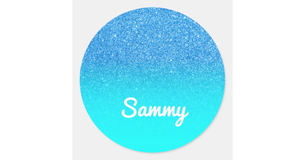 Pretty Aqua Blue Sparkly Glitter Star Sticker, Zazzle