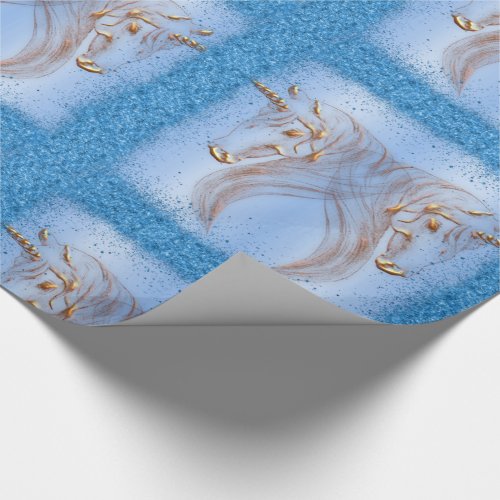 Blue Glitter and Golden Unicorns Birthday 