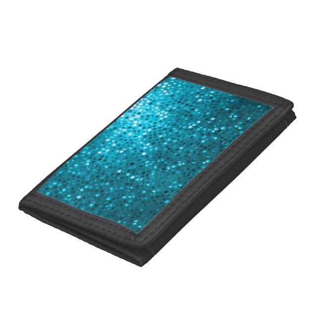 Blue Glitter And Sparkles Trifold Wallet (Bottom)