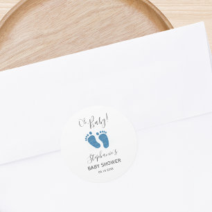 Blue Glitter Baby Feet Classic Round Sticker