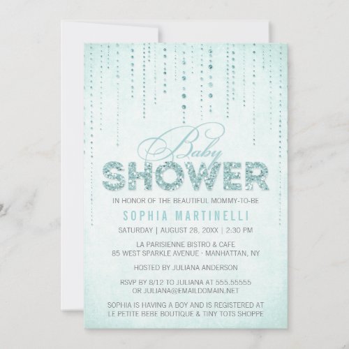 Glitter Look Baby Shower Invitation