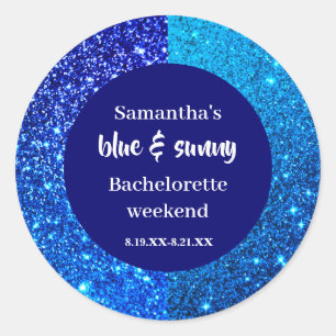 Blue Glitter Bachelorette Party Classic Round Sticker