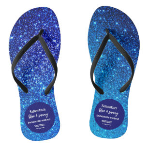 Blue Glitter Bachelorette Party Flip Flops