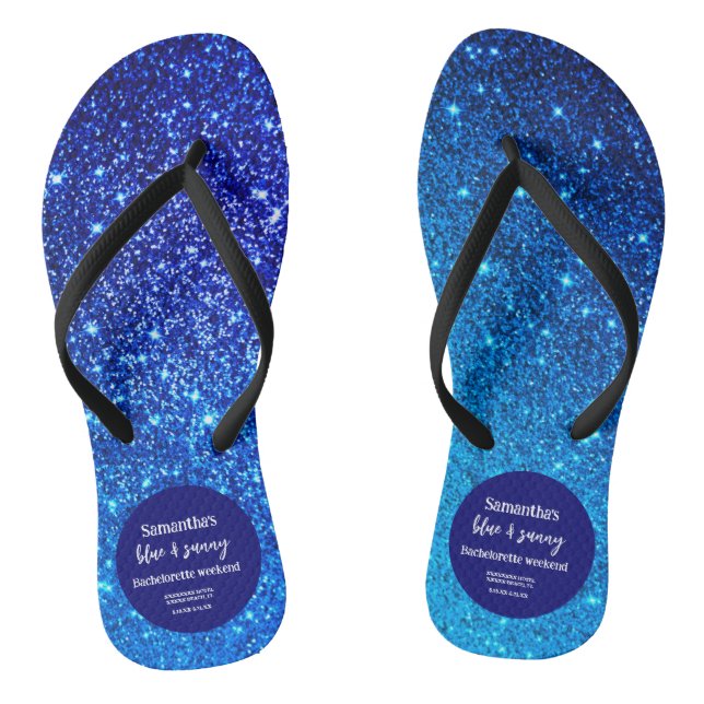 Blue Glitter Bachelorette Party   Flip Flops (Footbed)
