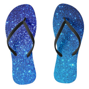 Blue Glitter Bachelorette Party Flip Flops