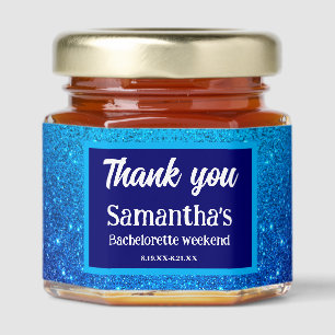 Blue Glitter Bachelorette Party Honey Jar Favors