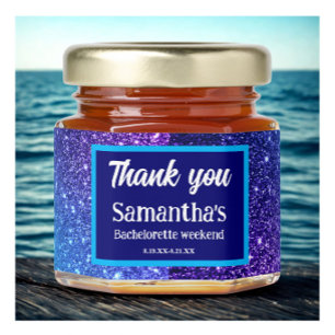Blue Glitter Bachelorette Party Honey Jar Favors