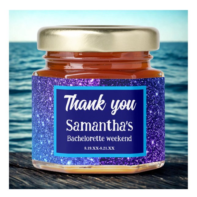 Blue Glitter Bachelorette Party Honey Jar Favors (Creator Uploaded)