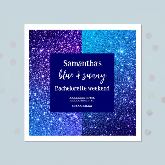 Blue Glitter Bachelorette Party  Napkins (Creator Uploaded)