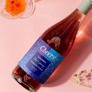 Blue Glitter Bachelorette Party   Sparkling Wine Label