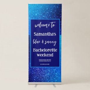 Blue Glitter Bachelorette Party Welcome Banne Retractable Banner