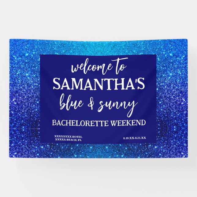 Blue Glitter Bachelorette Party Welcome Sign (Horizontal)