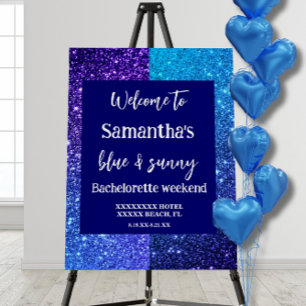 Blue Glitter Bachelorette Party Welcome Sign