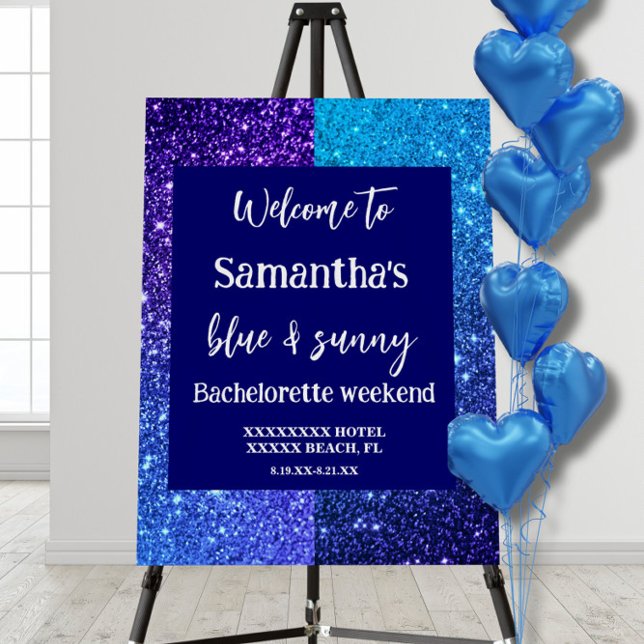 Blue Glitter Bachelorette Party Welcome Sign (Creator Uploaded)
