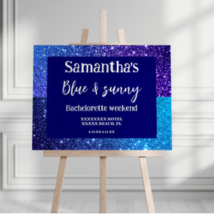 Blue Glitter Bachelorette Party Welcome Sign