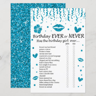 Blue glitter Birthday Ever or Never Game