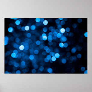 Blue glitter bokeh texture lights poster