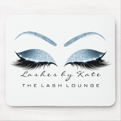 Blue Glitter Branding Beauty Studio Lashes White Mouse Pad