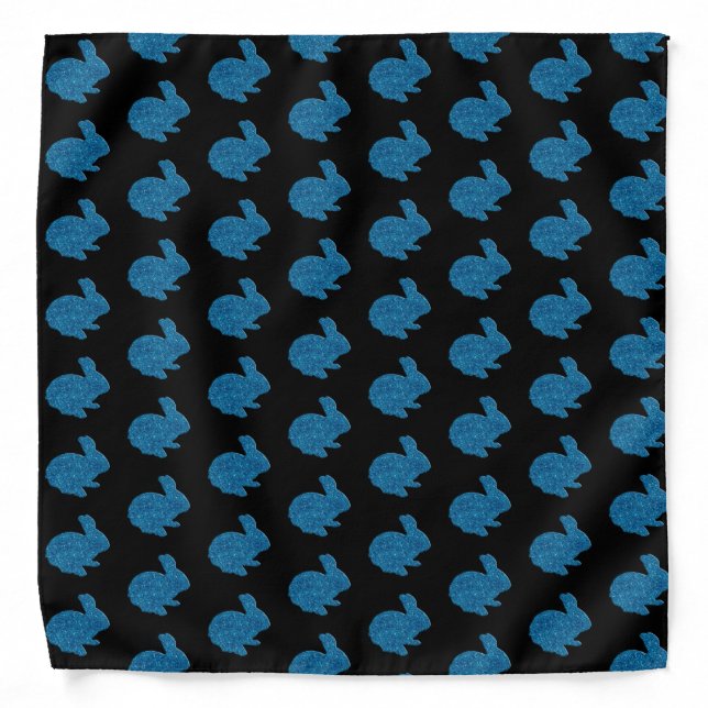 Blue Glitter Bunny Rabbit Bandana (Front)