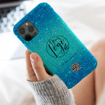 Blue glitter business corporate logo qr code Case-Mate iPhone 14 pro max case<br><div class="desc">Modern black and faux blue mermaid glitter ombre business corporate logo qr code. A simple and efficient way to advertise your company.</div>