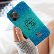 Blue Glitter Business Corporate Logo Qr Code Case-mate Iphone 14 Pro Max Case at Zazzle