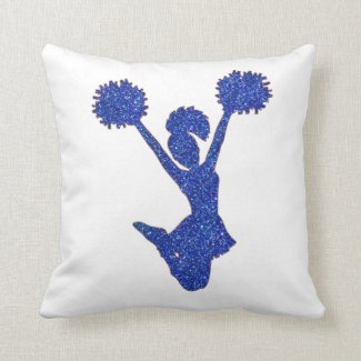 Blue Glitter Cheerleader Throw Pillow