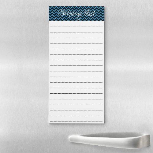 Blue Glitter Chevron Magnetic Notepad