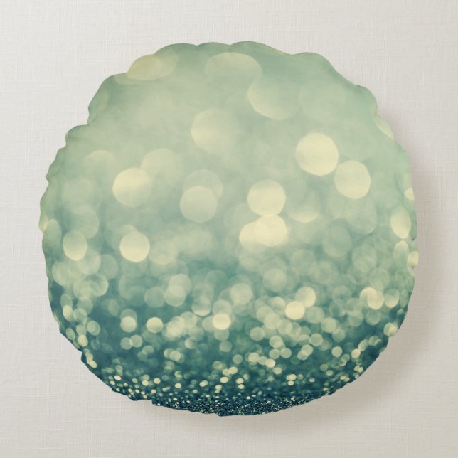 Blue Glitter: Christmas Abstract Round Pillow (Front)