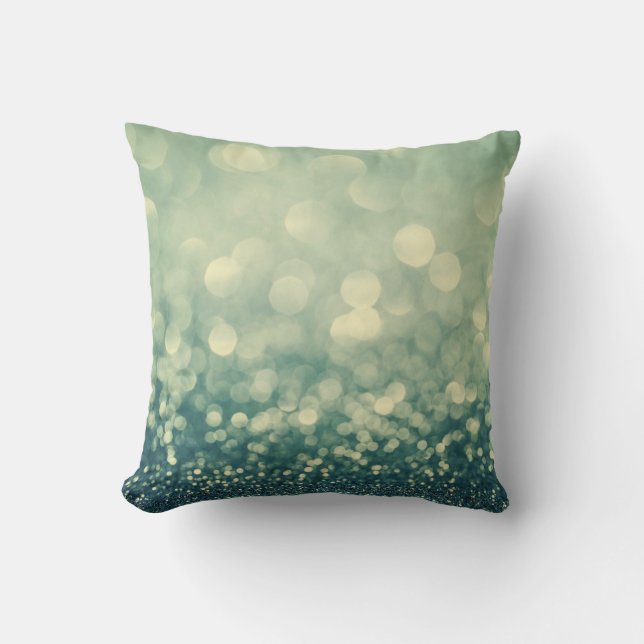 Blue Glitter: Christmas Abstract Throw Pillow (Front)