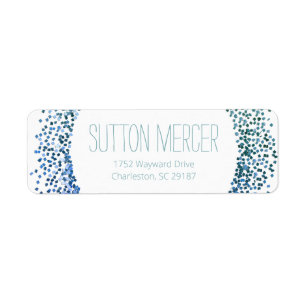 Blue Glitter Circle Label