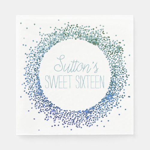 Blue Glitter Circle Napkins